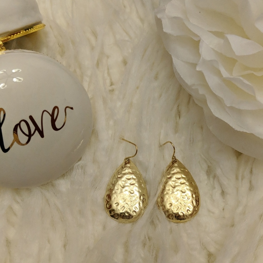 Gold teardrop earrings"3 for 25" - Picture 3 of 5